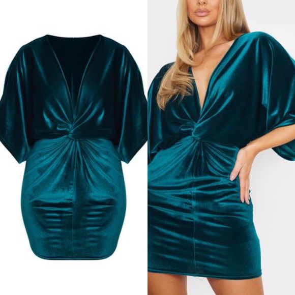 emerald green velvet bodycon dress